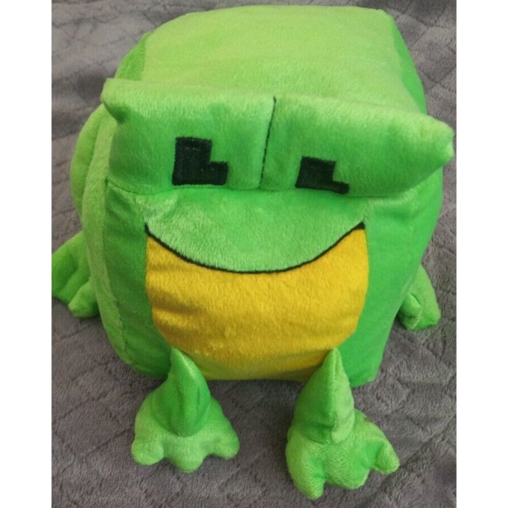 Nanco Green Pixel Frog Plush Square Block Stuffed Animal 7"